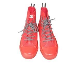 Hunter High Top Rubber Boots Coral Red Lace Up Weatherproof Size W7 1/2